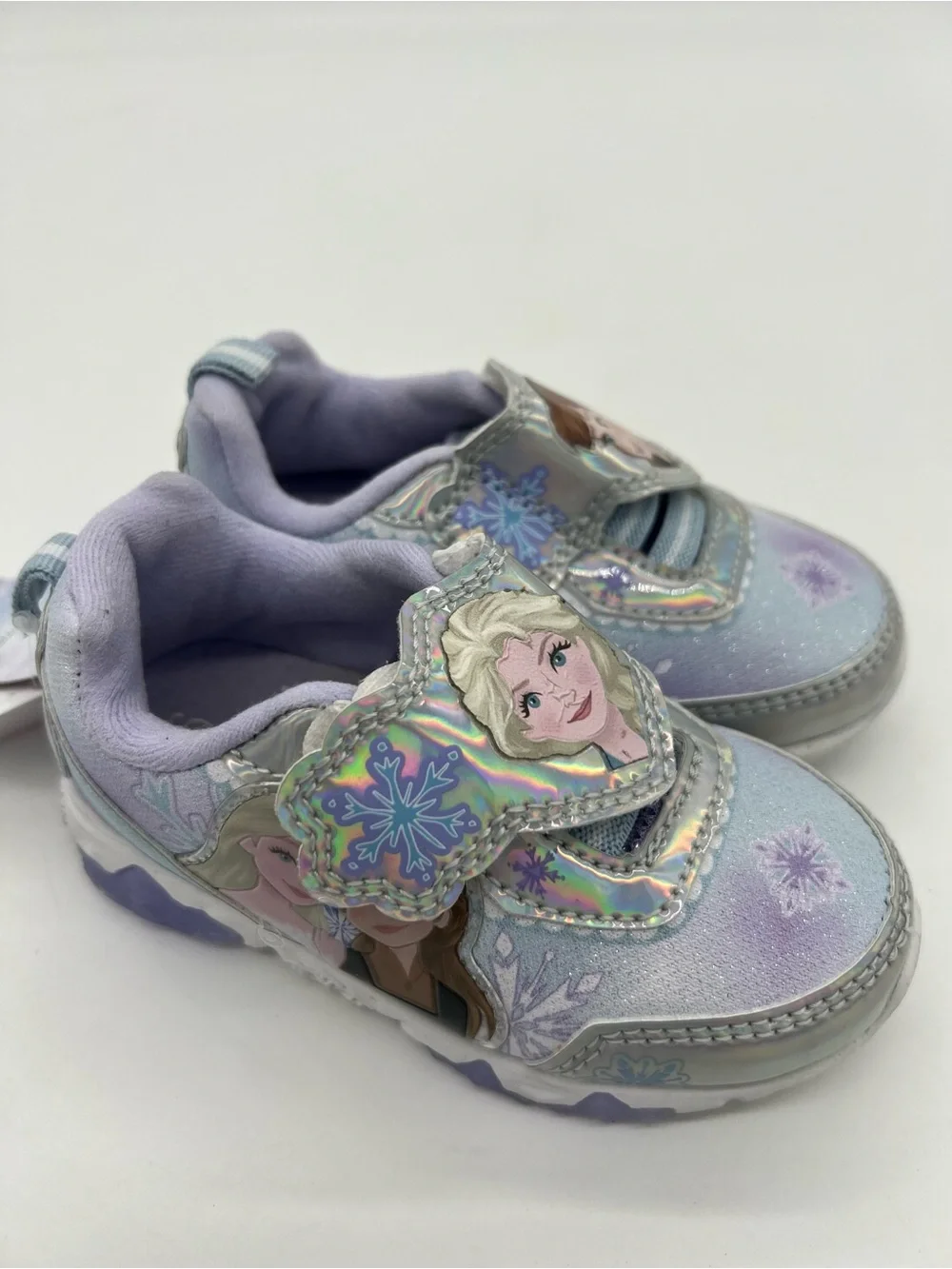 Disney Frozen Anna Elsa Blue Slip on Hook & Loop Sneakers Sz 6